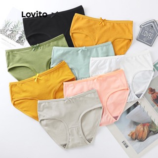 Lovito Calcinhas Femininas Casuais Lisas Com Nó L48L022 (Rosa Claro/Verde Claro/Azul Claro/Cinza/Branco/Amarelo)