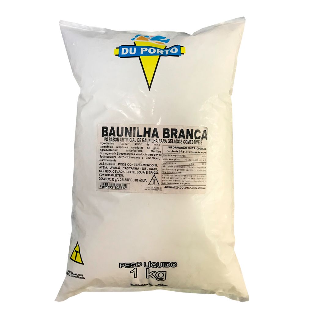 Pó para Gelados Comestíveis Sabor Baunilha Branca  1Kg - Du Porto