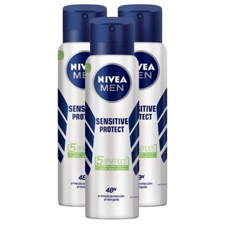Kit 3X 150ml Desodorante Antitranspirante Aerosol Nivea Men Sensitive Protect