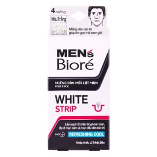 Biore Men Deep Cleansing CharcoalPore Strips for Nose 4Pcs White strip