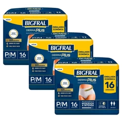 Kit 3 Roupas Íntima Bigfral Pants Derma Plus P/M com 16un cada