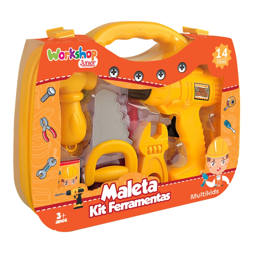 Brinquedo Workshop Jr Maleta Kit de Ferramentas para Crianças a Partir de 3 Anos Multikids - BR2009 em Oferta na Shopee