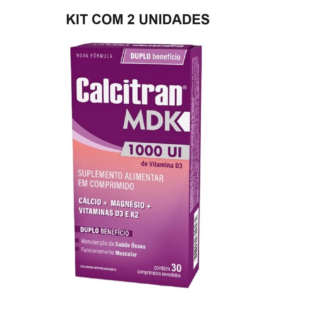 Kit Calcitran MDK 1.000UI Com 2Un 30 Comp Revestidos Cada