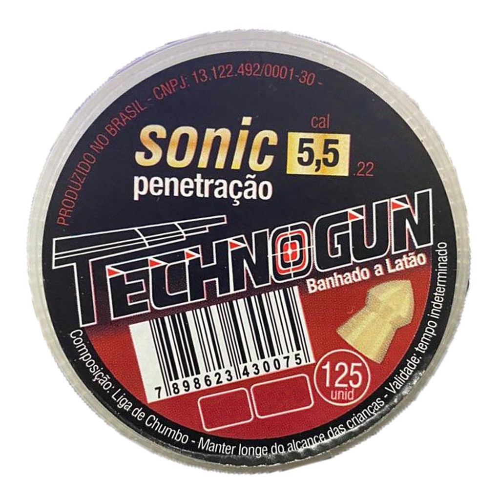Chumbinho Sonic Gold 5.5mm 125 Unidades - Technogun em Oferta na Shopee