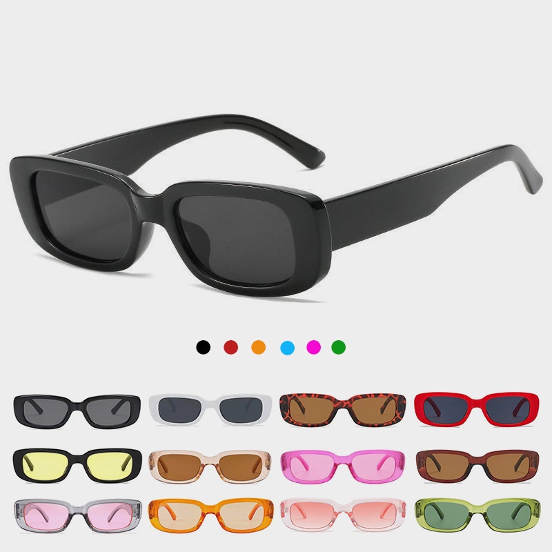 (JIUERBA) Moldura Pequena Estilo Vintage Óculos De Sol Retangulares Moda Ocidental Coloridos