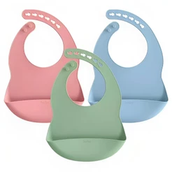 Babador Em Silicone Fecho Ajustável C/ Bolso Pega Migalhas Buba