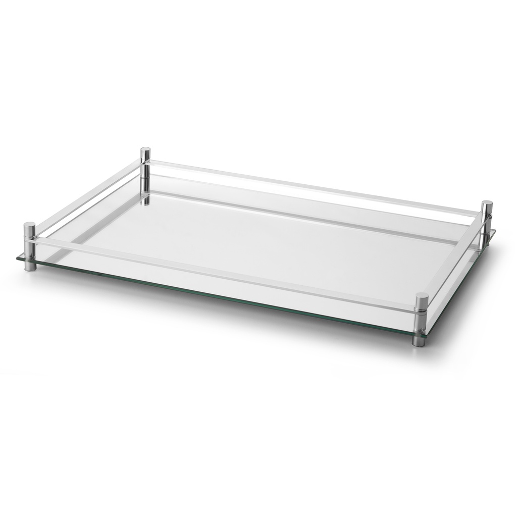 Bandeja Vidro Espelhada Decorativa Aparador Grande 54x32 Cm Organizadora Casa Cozinha Bar Bebidas Adega Garrafas Sala Escritório