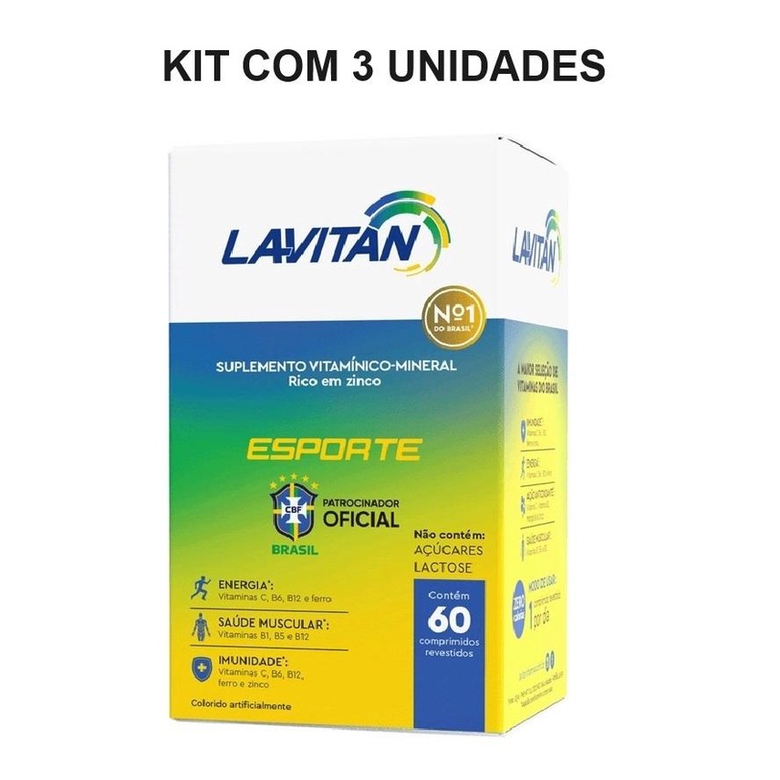 Kit Lavitan Esporte Com 3 Unidades 60 Comprimidos Revestidos