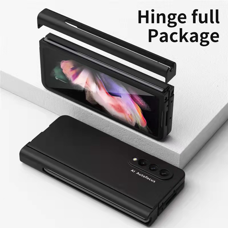 Dobradiça Case com S Pen para Samsung Galaxy Z Fold 5 Caso Z Fold 4 Fold 3 tampa com tela frontal de vidro 9UIF