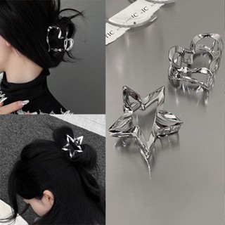 Black Cool Metal Heart Star Grips Clip De Frio Cabelo High Ponytail Hairpin Acessório Headwear