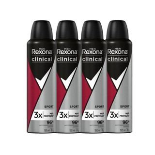 Kit Desodorante Antitranspirante Aerosol Rexona Clinical Men Sport 150ml - 4 Unidades