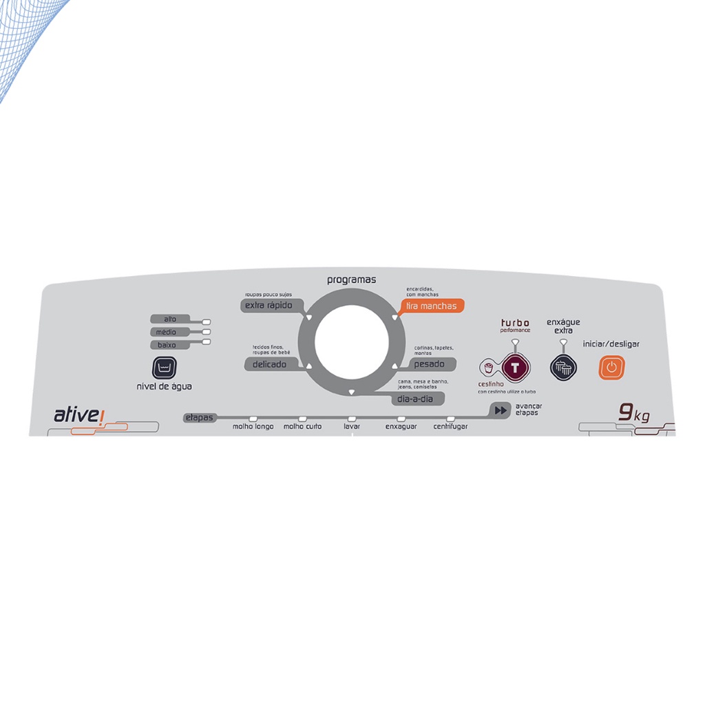 Adesivo Painel Decorativo Para Lavadora  de Roupas Brastemp Ative 9KG BWL09B BWB09A