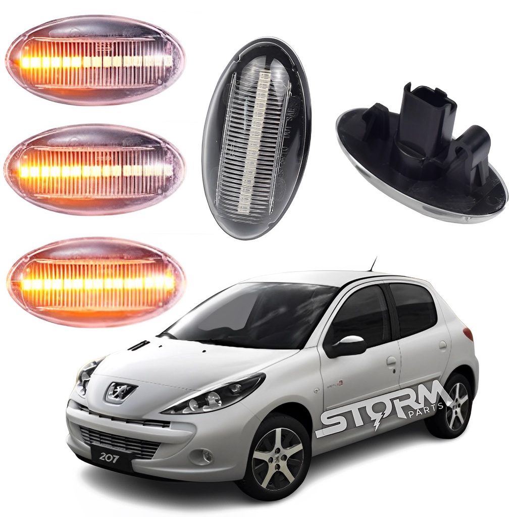 Par Seta Pisca Sequencial Peugeot 207 lâmpada Transparente cristal sinal repetidor ano 2008 a 2015