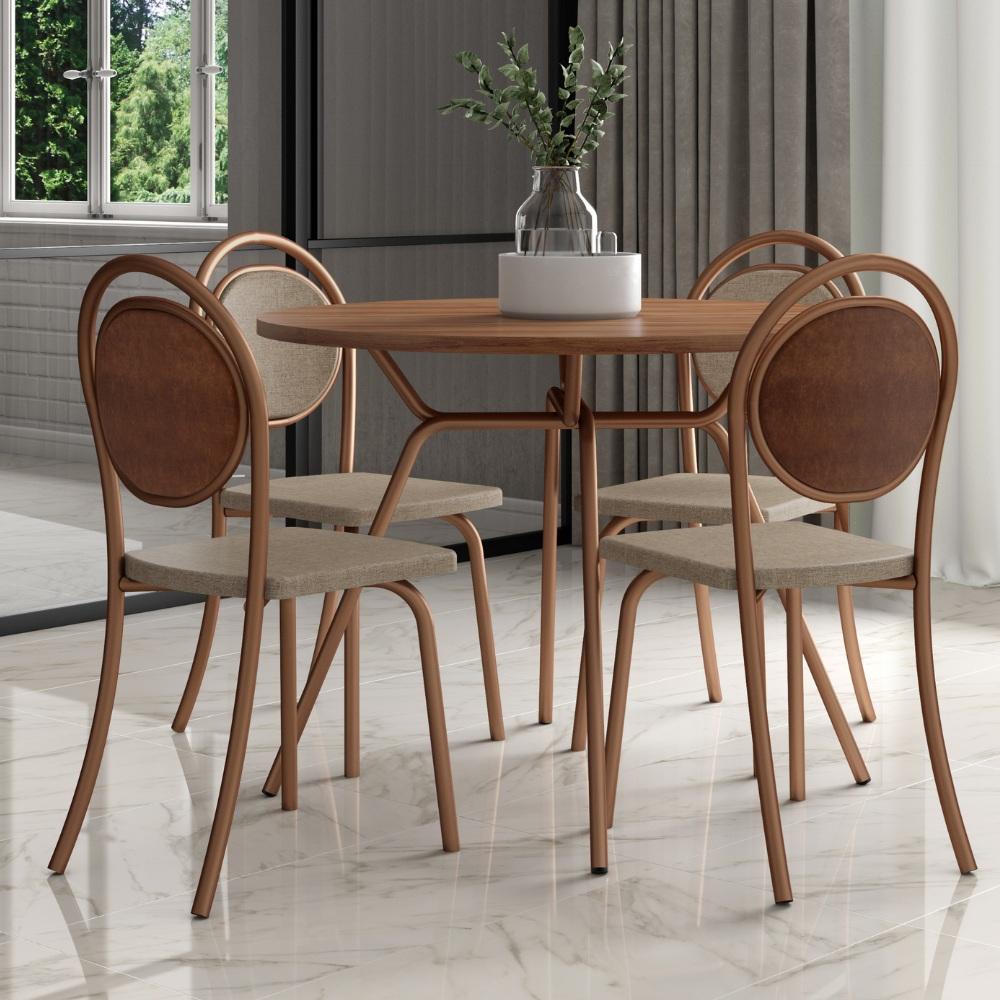 Conjunto Sala de Jantar 4 Cadeiras Nolita Carraro Freijó com Rose