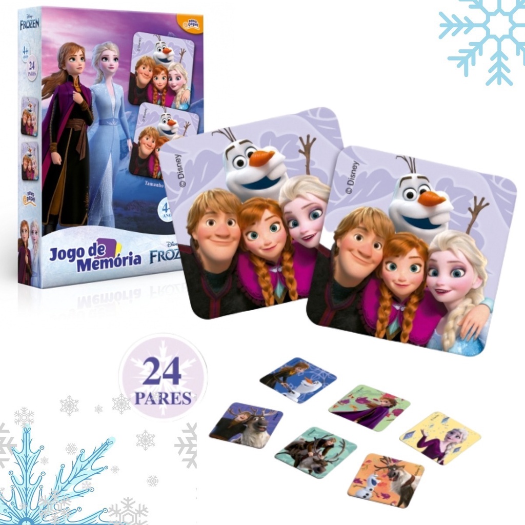 Jogo Da Memória Infantil Educativo Disney Frozen - Toyster Memória Brinquedo Jogo Divertido Toyster Original Princesas Frozen Aventura Congelante Presente Menino Menina Disney Novo Papel Original Frozen Elsa