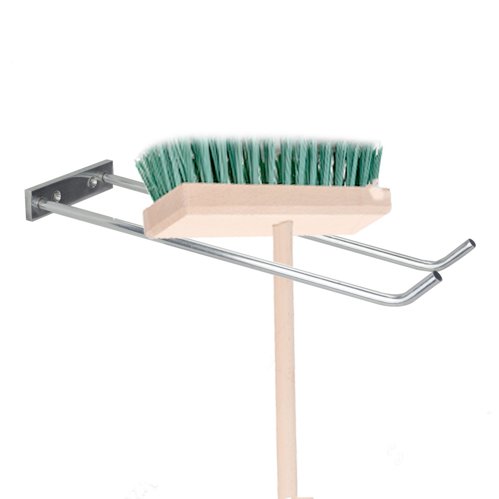 Suporte P/ Vassoura Rodo Organizador De Parede Ferramentas Metal Inox Dupla Fixação 20 Cm Cód. 1180