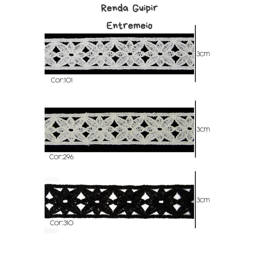 Renda Guipir  CHL-707 3.0 Cm -  Rolo C/13.7 Metros