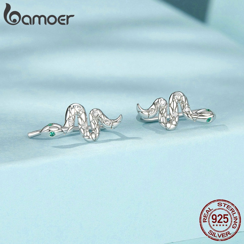 Detalhes do Brincos Bamoer 925 Sterling Sliver De Cobra Desenho De Jóias Para Mulheres
