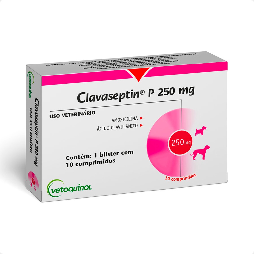Clavaseptin P 250mg Antibiótico para Cães e Gatos - 10 Comprimidos - Pets