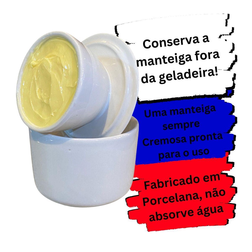 Manteigueira Francesa Porcelana Branca mantem Cremosa Facil Tipo Butter Bell Crock original super resistente que nao precisa ir na geladeira e conserva a manteiga por muito tempo