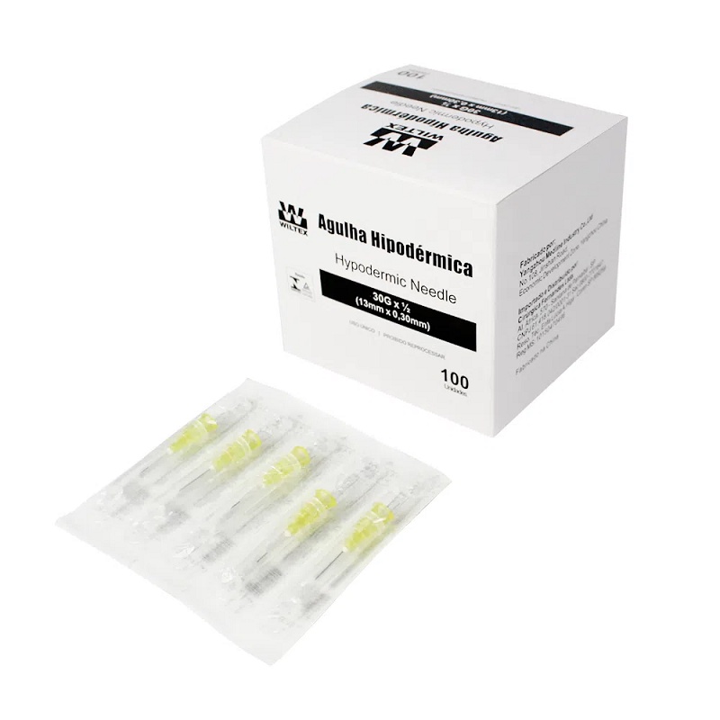 AGULHA PARA CARBOXITERAPIA AMARELA 30G 13X3 (13X0,30mm) - CAIXA COM 100 UN. - WILTEX