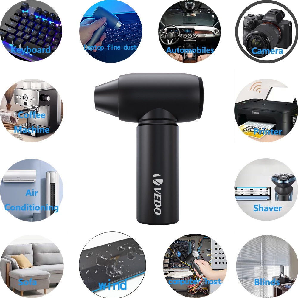 VEDO Soprador De Ar Elétrico Mini Turbo Ventilador Sem Fio Limpador Comprimido Para Churrasco Portátil Recarregável Por Computador
