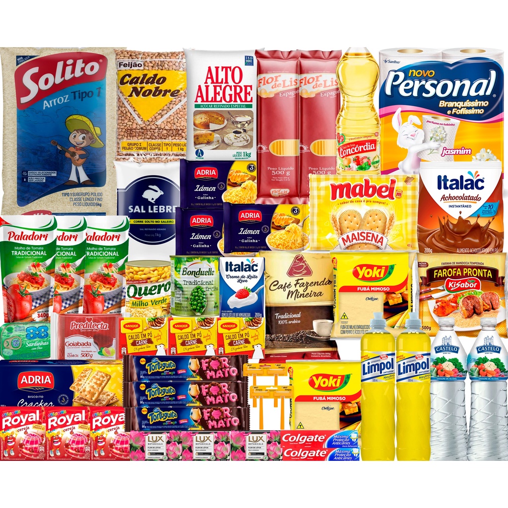 Super Cesta Basica Mensal Completa Produtos Marca 50 Itens Super Cesta Basica Mensal Completa Produtos Marca 50 Itens