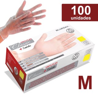 Luva De Vinil Sem Pó Medio100 unidades resistentes ótima qualidade - M