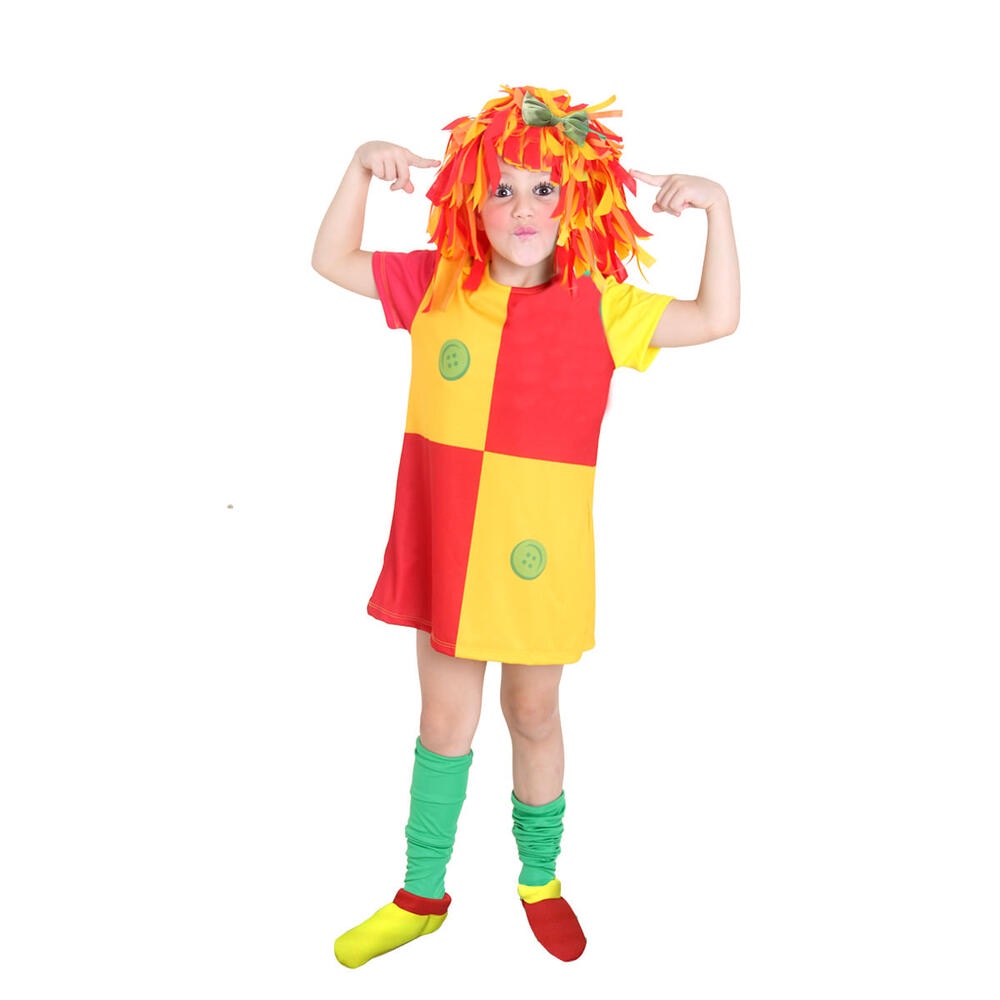Fantasia Emilia Vestido Infantil Com Meias E Peruca Sitío Do Pica Pau Amarelo em Oferta na Shopee