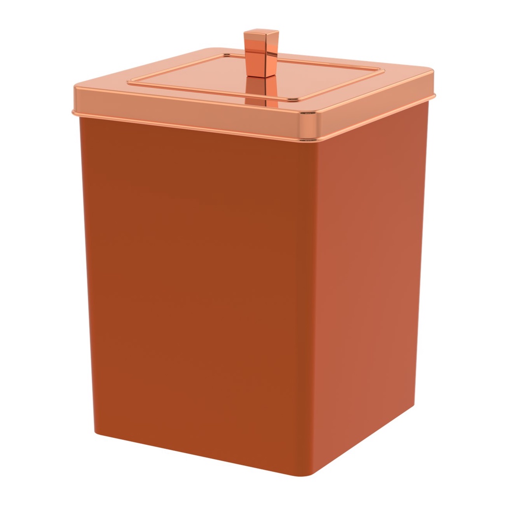 Lixeira Quadrada 6,5 Litros Cesto De Lixo Rose Gold Para Banheiro Pia Cozinha - 530RG Future