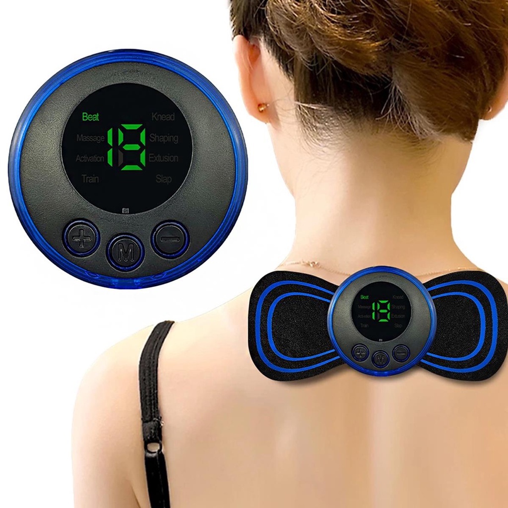 KIT 1 Mini Massageador Elétrico Portátil Cervical EMS Alivia Dores Corpo Pescoço RSDS-8