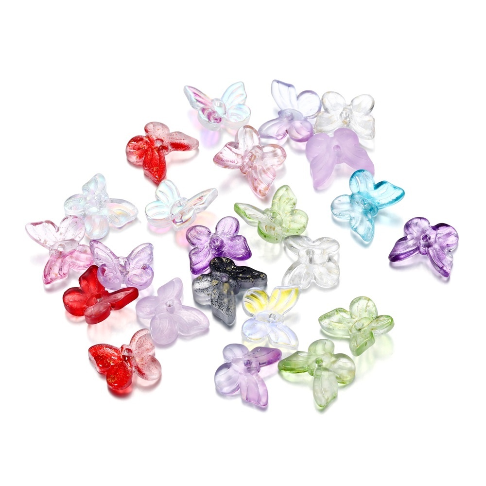 St.kunkka 10pcs 50pcs contas de borboleta de vidro acessórios de moda acessórios
