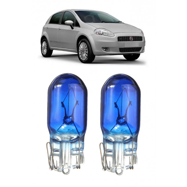 Par Lampada Pingo T10 Super Branca Punto Farol Teto Placa 5w