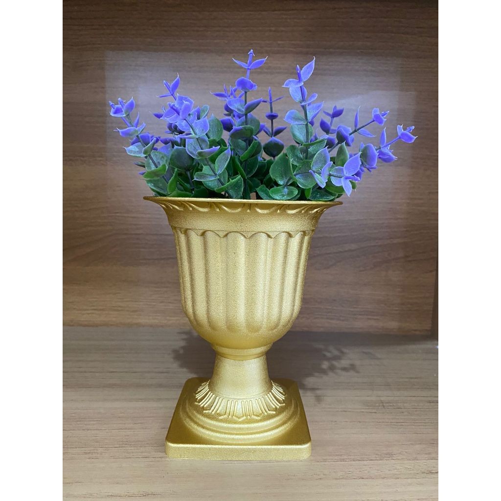 Vaso Taça Grego Coluna Dourado Decorativo Para Plantas Centro De Mesa Enfeite