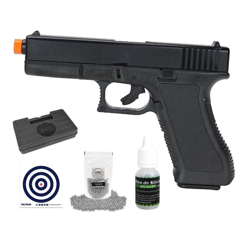 Pistola de Pressão Spring K17 G17 Esfera Alumínio + KIT PRO