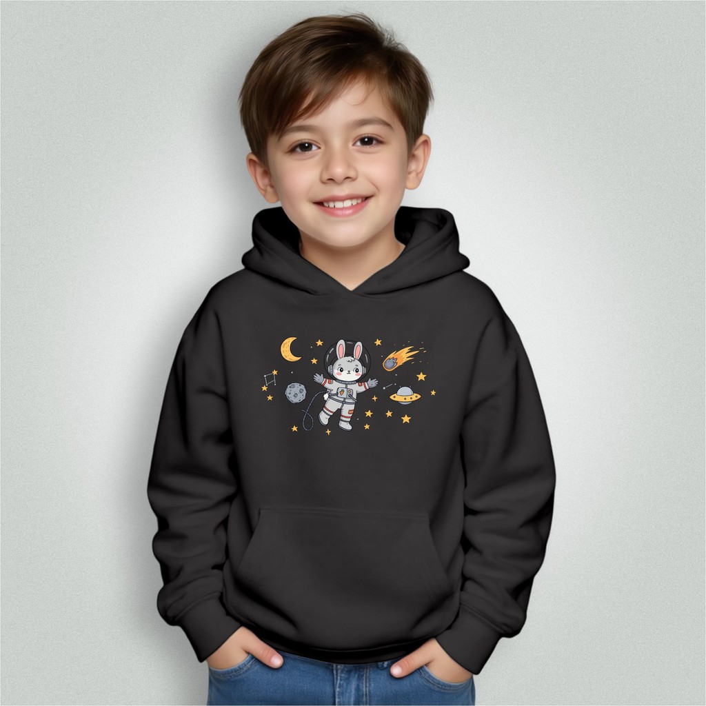 Moletom Infantil Bolso Canguru Com Capuz Menino Menina Coelho Astronauta Estrelas Envio Imediato
