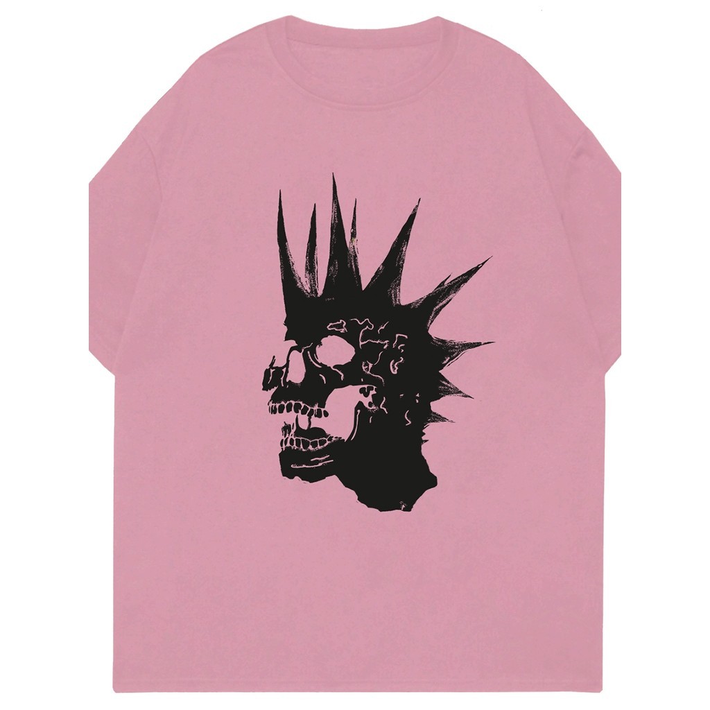 Camiseta Oversized Rock Caveira Punk Estilosa Unissex Blusa Streetwear T Shirt Estilosa Despojada