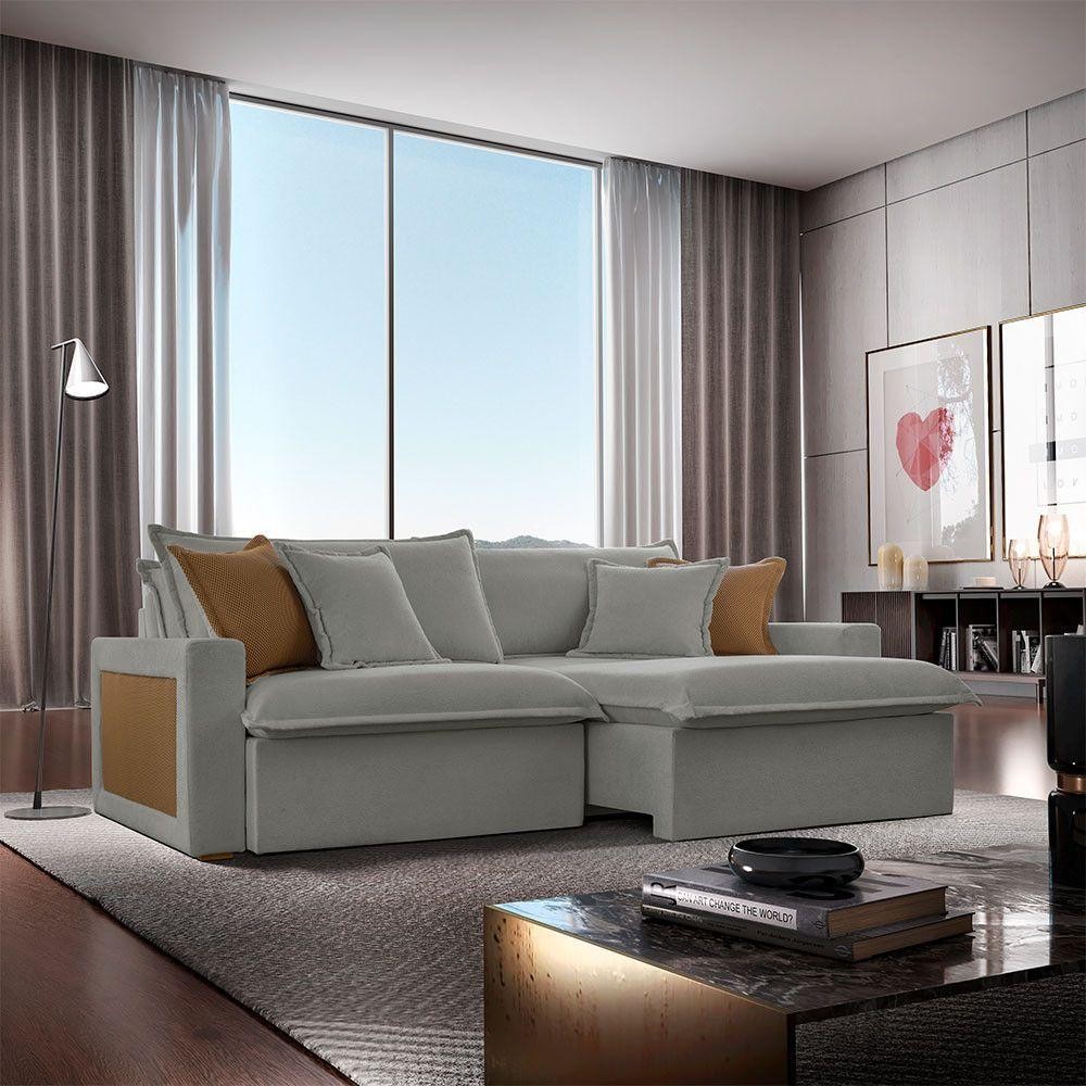 Sofá Dallas Linho Dois Módulos De 80cm B15 Meu Sofá Online A230 Linho Cinza