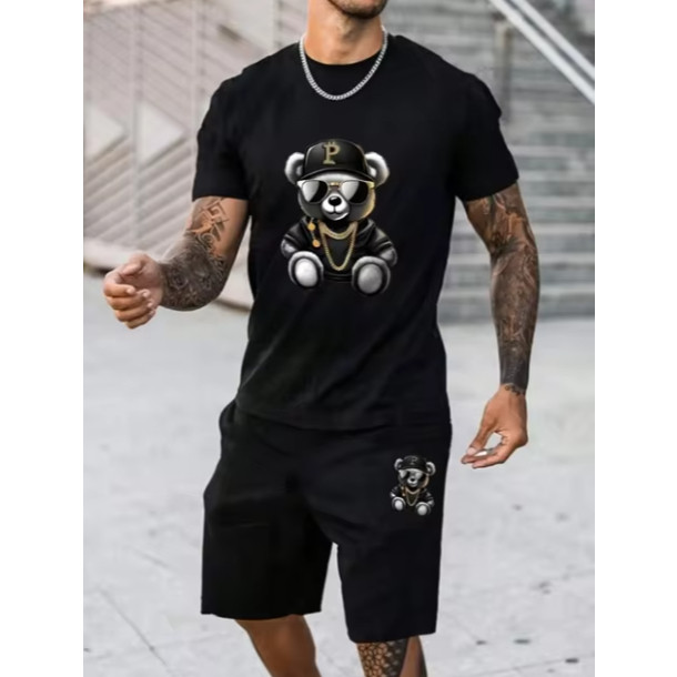Conjunto Camiseta Oversized Streetwear + Short Tactel Urso Premium