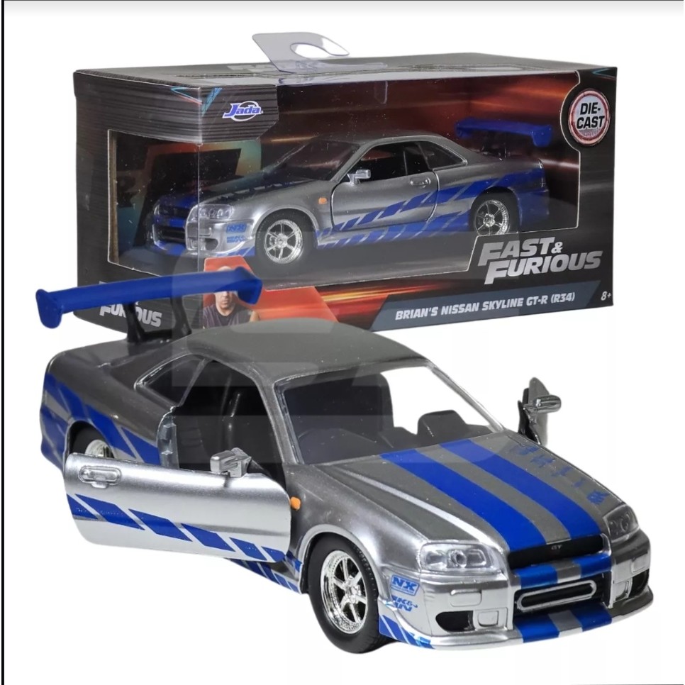 Miniatura Carro Nissan Skyline GT-R R34 Brian's - Velozes e Furiosos - 1:32 - Jada