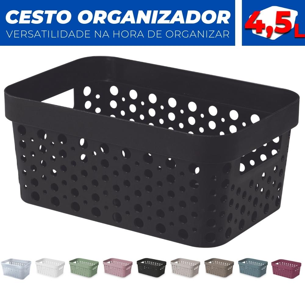 Cesto Organizador Trama Rattan s/Tampa 4,5L Multiuso Plástico em Oferta na Shopee