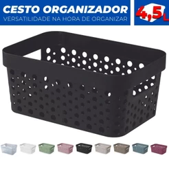 Cesto Organizador Trama Rattan s/Tampa 4,5L Multiuso Plástico