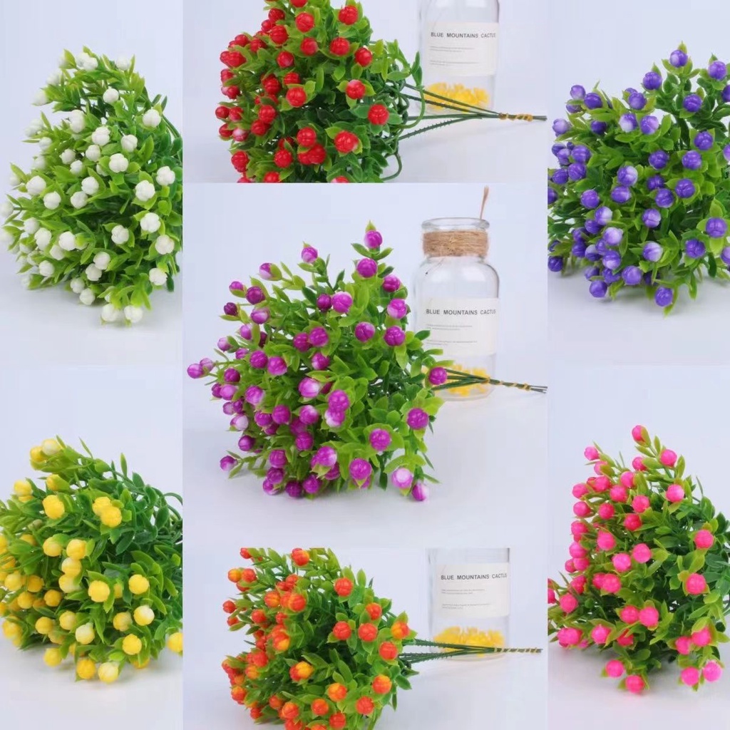 MINI Decoração Flor Plantas De Plástico Flores Artificiais1 Buquê Arranjo De Para Sala Estar Quarto Desktop Casa Decorat