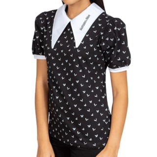 Camiseta Babylook Piticas - Wandinha Addams Com Gola