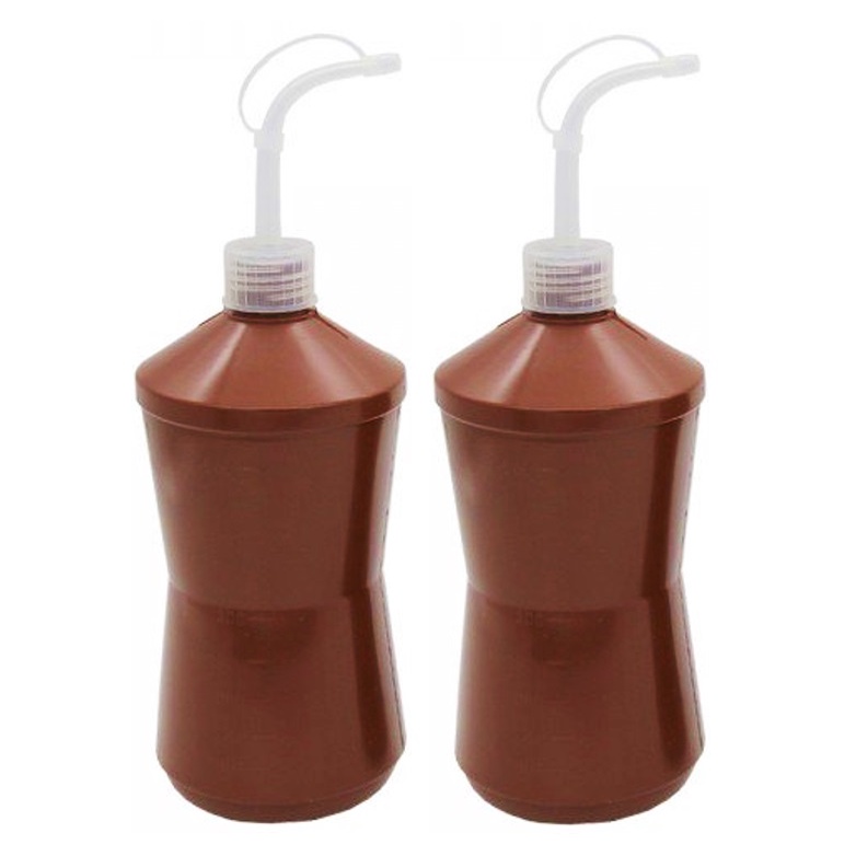Kit 2 Frasco Almotolia Marrom 250ml Bico Curvo