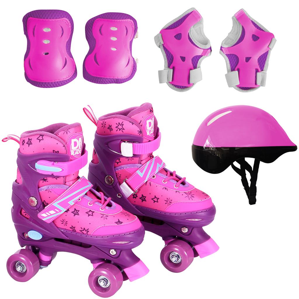 Patins 4 Rodas 30 Ao 41 Feminino Roller Ajustavel Em 4 Numeros Menina Radical  Com Cadarco - Dm Toys