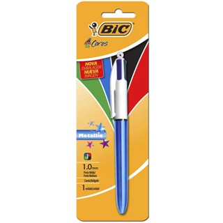 Caneta esferográfica 4 Cores Metálica Azul Bic