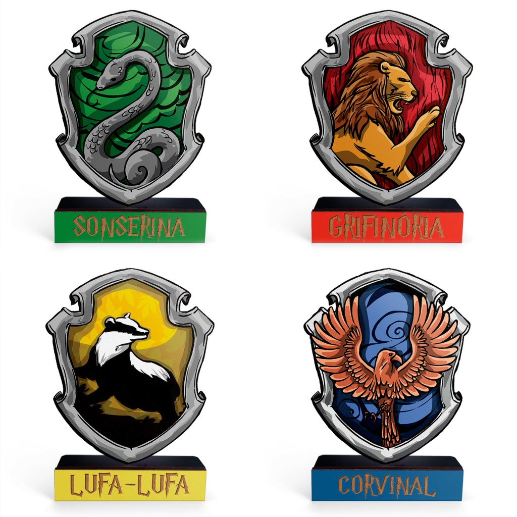 Totem Médio Casas Hogwarts Harry Potter 14cm + Base