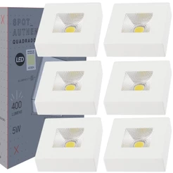 6 Spot Authentic Sobrepor Quadrado Luz 4000K Bivolt 5W Avant