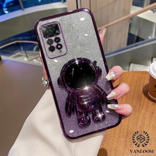Caixa Redmi Nota 11 11s Pro Telefônica Em Pó De silicone Galvanizado Com Suporte De Astronauta 3D Para anti-Queda